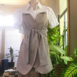 Plaid Short Sleeve Mini Wrap Shirt Dress